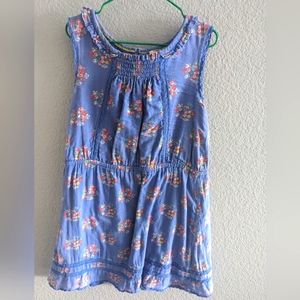 Mini Boden ditsy flowers floral blue ruffle dress 7-8y